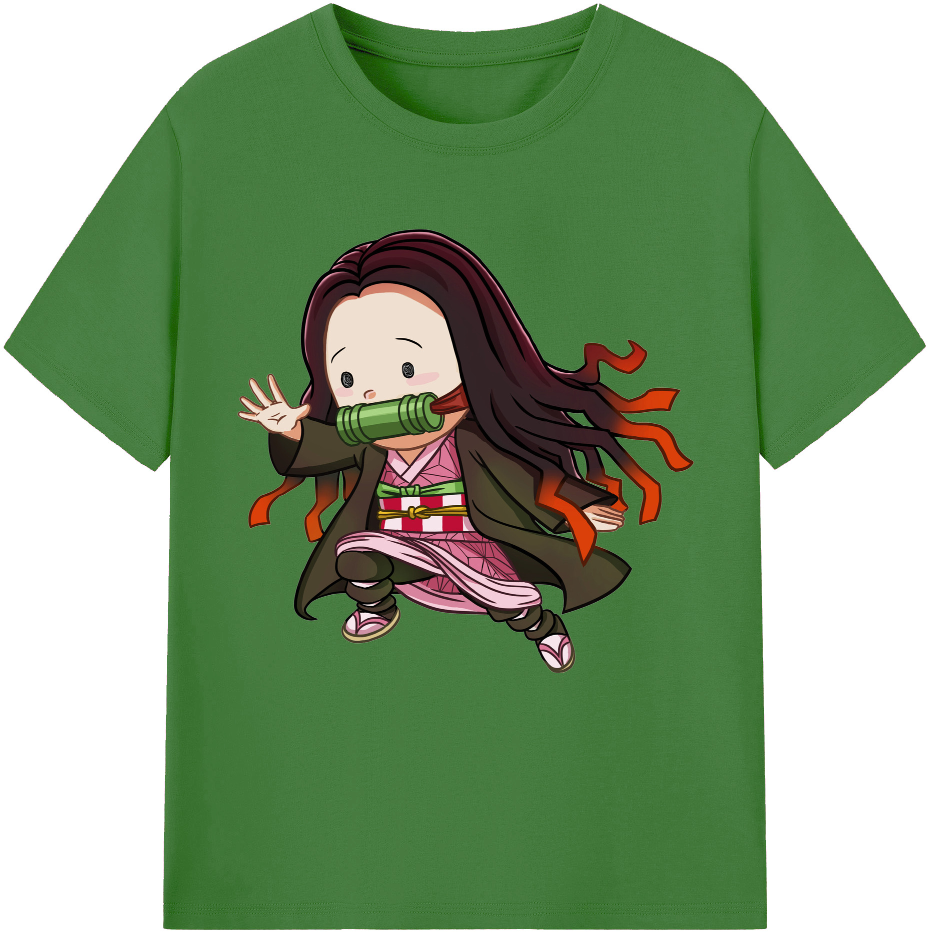 （画像用） 鬼滅の刃（きめつのやいば）竈門 禰󠄀豆子／かまど ねずこ Kamado Nezuko レディースカジュアルプリントTシャツ（綿100％）